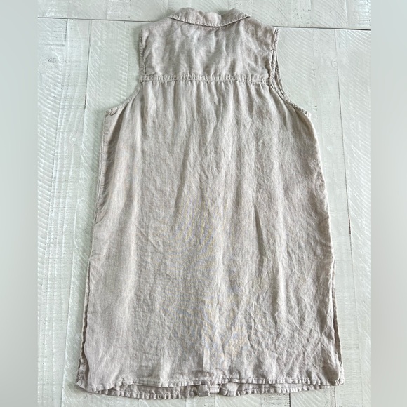 Tahari 100% Linen Women’s Mother of Pearl Button Down sleeveless tunic top Sz M - Picture 2 of 8